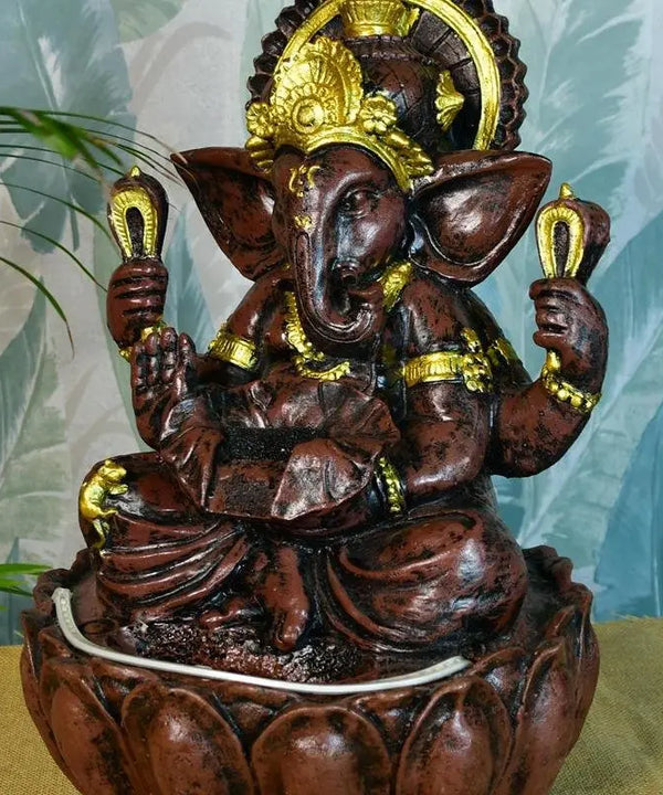 Sowpeace Brown Ganesha Water Fountain – Elegant Ganesha Sitting Waterfall for Spiritual Home Decor & Gifts — image 3