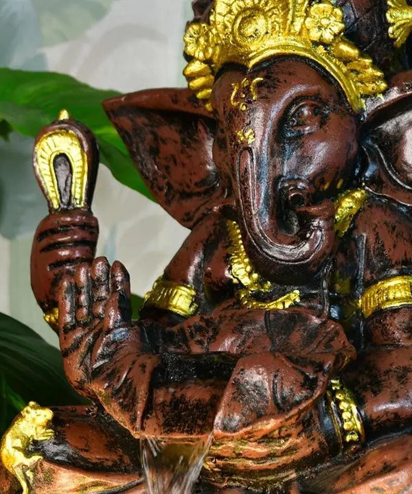 Sowpeace Brown Ganesha Water Fountain – Elegant Ganesha Sitting Waterfall for Spiritual Home Decor & Gifts — image 4