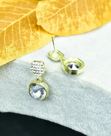 Sowpeace Crystal on Crystal Gold Stainless Steel Earrings | Elegant One‑Size Lightweight Jewelry for Women & Daily Wear — alternate view