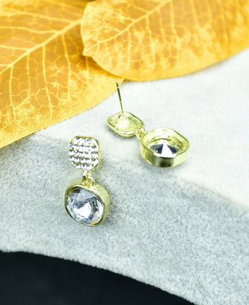 Sowpeace Crystal on Crystal Gold Stainless Steel Earrings | Elegant One‑Size Lightweight Jewelry for Women & Daily Wear — alternate view