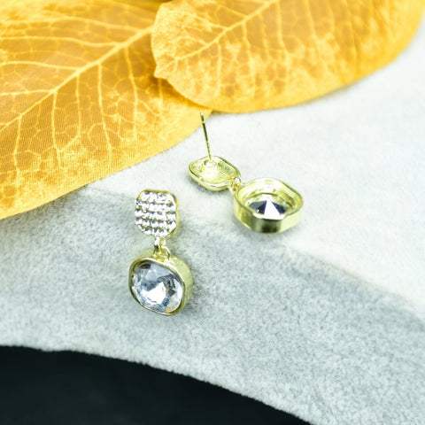 Sowpeace Crystal on Crystal Gold Stainless Steel Earrings | Elegant One‑Size Lightweight Jewelry for Women & Daily Wear
