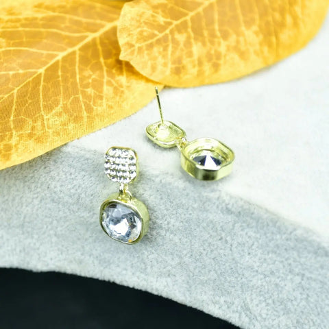 Sowpeace Crystal on Crystal Gold Stainless Steel Earrings | Elegant One‑Size Lightweight Jewelry for Women & Daily Wear
