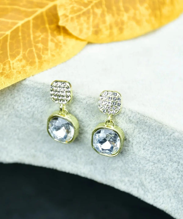 Sowpeace Crystal on Crystal Gold Stainless Steel Earrings | Elegant One‑Size Lightweight Jewelry for Women & Daily Wear — main view