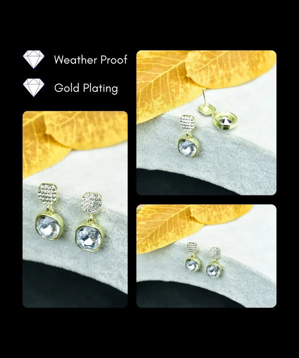 Sowpeace Crystal on Crystal Gold Stainless Steel Earrings | Elegant One‑Size Lightweight Jewelry for Women & Daily Wear — image 4