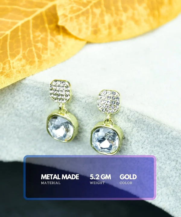 Sowpeace Crystal on Crystal Gold Stainless Steel Earrings | Elegant One‑Size Lightweight Jewelry for Women & Daily Wear — image 3