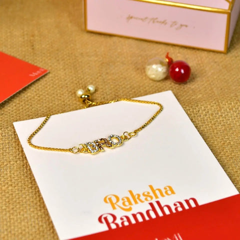 Sowpeace Exquisite BRO Rakhi Pack of 1 with Roli Chawal and Greeting card combo for Raksha Bandhan and Gifting
