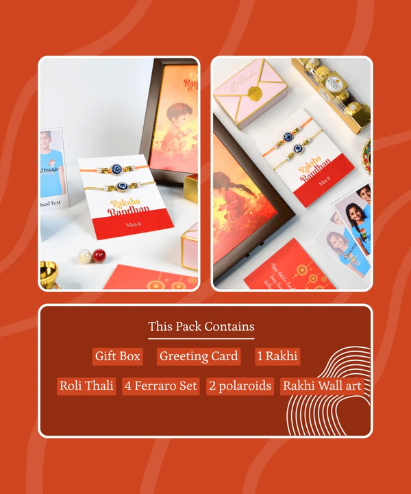 Sowpeace Exquisite Evil Eye Rakhi Pack of 2 with Roli Chawal and Greeting card combo for Raksha Bandhan and Gifting — image 12