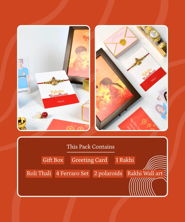 Sowpeace Exquisite Golden Ganesha Rakhi Pack of 1 with Roli Chawal and Greeting card combo for Raksha Bandhan and Gifting — image 7