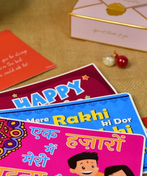 Sowpeace Exquisite Golden Ganesha Rakhi Pack of 1 with Roli Chawal and Greeting card combo for Raksha Bandhan and Gifting — image 12