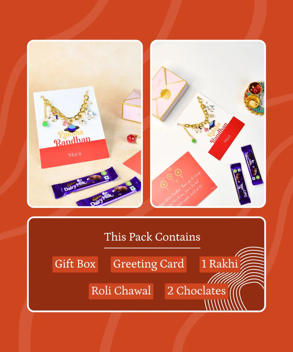 Sowpeace Exquisite Metal Abstract Rakhi Pack of 1 with Roli Chawal and Greeting card combo for Raksha Bandhan and Gifting — image 8
