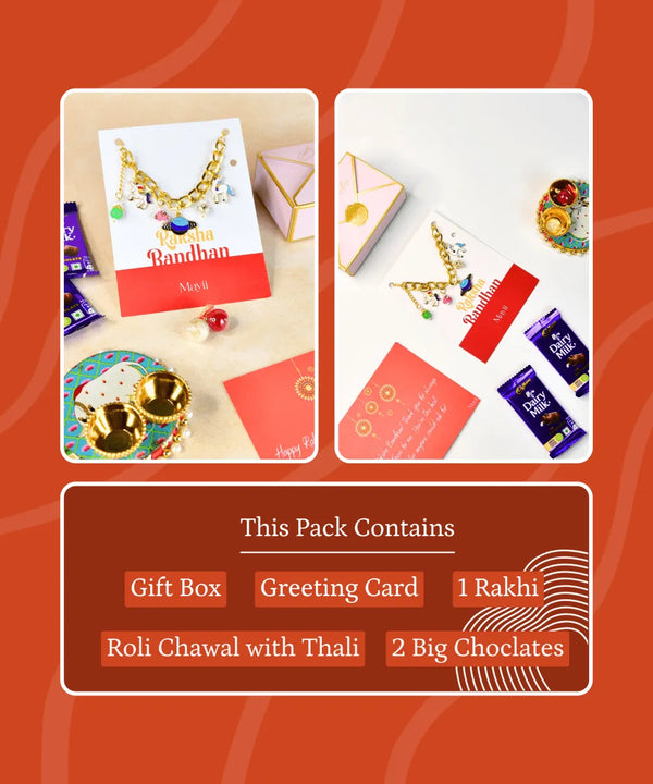 Sowpeace Exquisite Metal Abstract Rakhi Pack of 1 with Roli Chawal and Greeting card combo for Raksha Bandhan and Gifting — image 9