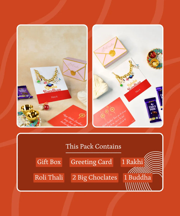 Sowpeace Exquisite Metal Abstract Rakhi Pack of 1 with Roli Chawal and Greeting card combo for Raksha Bandhan and Gifting — image 10