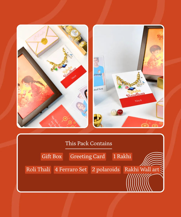 Sowpeace Exquisite Metal Abstract Rakhi Pack of 1 with Roli Chawal and Greeting card combo for Raksha Bandhan and Gifting — image 13