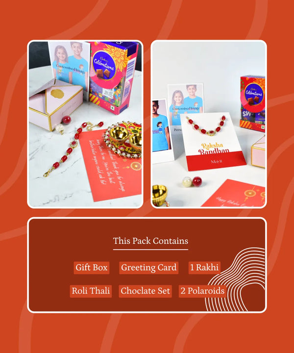 Sowpeace Exquisite Red Beads Rakhi Pack of 1 with Roli Chawal and Greeting card combo for Raksha Bandhan and Gifting — image 10