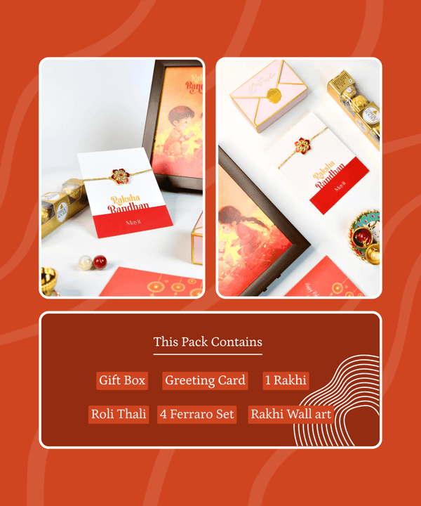Sowpeace Exquisite Red Flower Rakhi Pack of 1 with Roli Chawal and Greeting card combo for Raksha Bandhan and Gifting — image 11