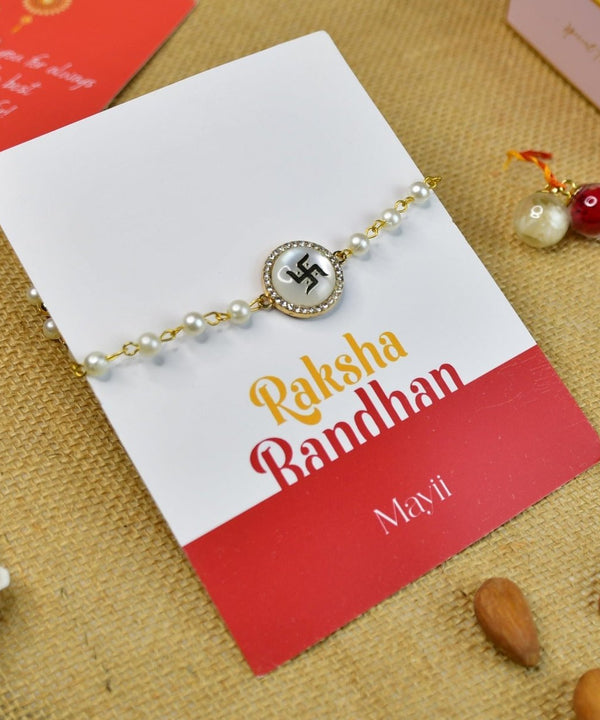 Sowpeace Exquisite Swastik Rakhi Pack of 1 with Roli Chawal and Greeting card combo for Raksha Bandhan and Gifting — image 7