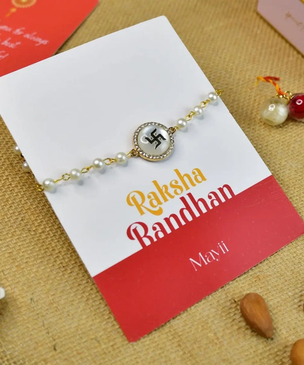 Sowpeace Exquisite Swastik Rakhi Pack of 1 with Roli Chawal and Greeting card combo for Raksha Bandhan and Gifting — image 7