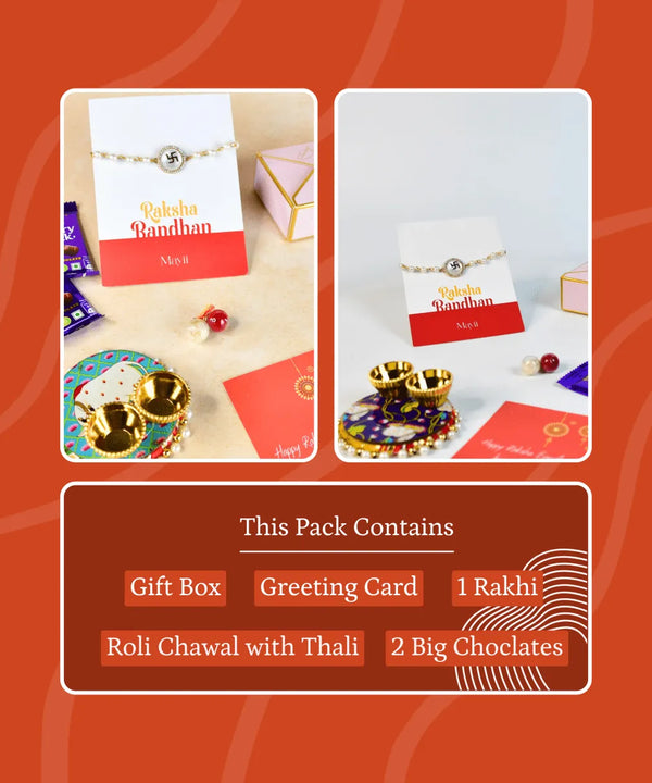 Sowpeace Exquisite Swastik Rakhi Pack of 1 with Roli Chawal and Greeting card combo for Raksha Bandhan and Gifting — image 10