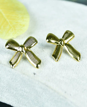 Sowpeace Floral Stripe Gold Stainless Steel Earrings | Stylish One‑Size Lightweight Jewelry for Women & Daily Wear — alternate view