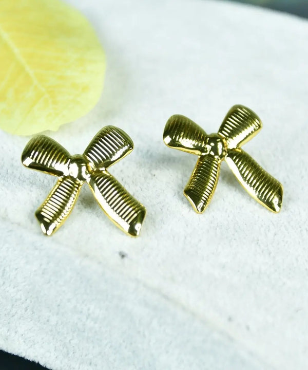 Sowpeace Floral Stripe Gold Stainless Steel Earrings | Stylish One‑Size Lightweight Jewelry for Women & Daily Wear — image 2
