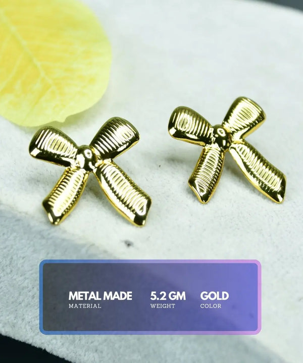 Sowpeace Floral Stripe Gold Stainless Steel Earrings | Stylish One‑Size Lightweight Jewelry for Women & Daily Wear — image 4