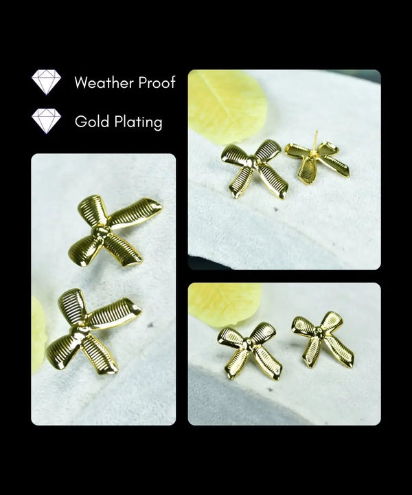 Sowpeace Floral Stripe Gold Stainless Steel Earrings | Stylish One‑Size Lightweight Jewelry for Women & Daily Wear — image 5