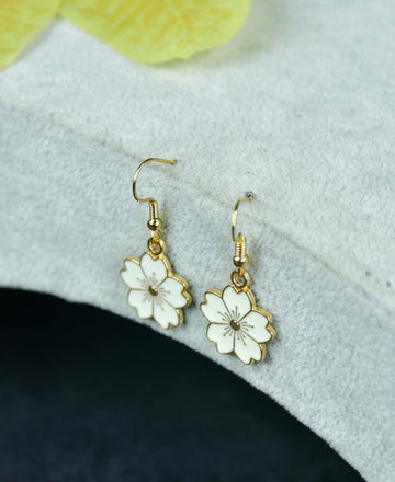 Sowpeace Floral White Gold Stainless Steel Earrings | Elegant One‑Size Lightweight Jewelry for Women & Daily Wear — alternate view