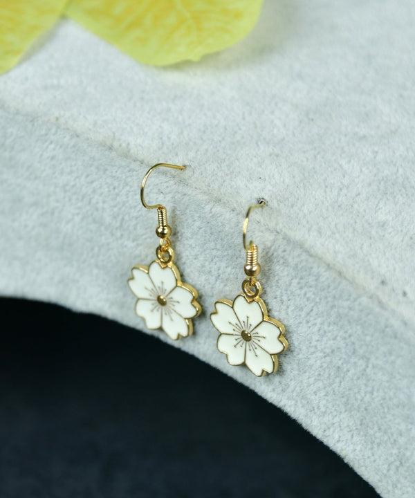Sowpeace Floral White Gold Stainless Steel Earrings | Elegant One‑Size Lightweight Jewelry for Women & Daily Wear — image 2