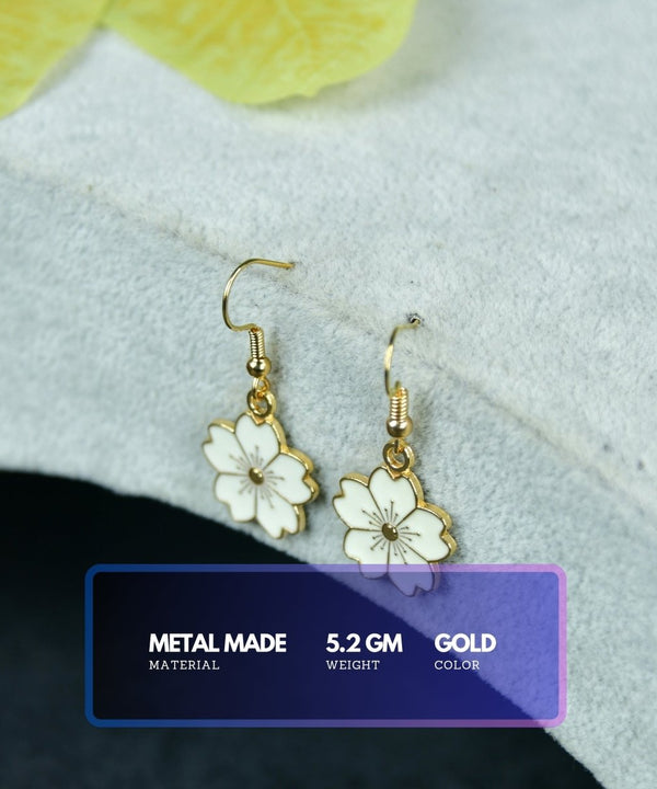 Sowpeace Floral White Gold Stainless Steel Earrings | Elegant One‑Size Lightweight Jewelry for Women & Daily Wear — image 3