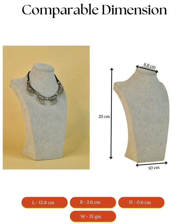 Sowpeace German Silver Choker: Floral Trapeziums & Water Drop Earrings — image 7