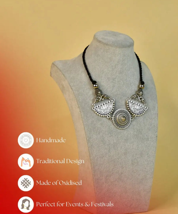 Sowpeace German Silver Choker: Mandala Flower & Peacock Design — image 6