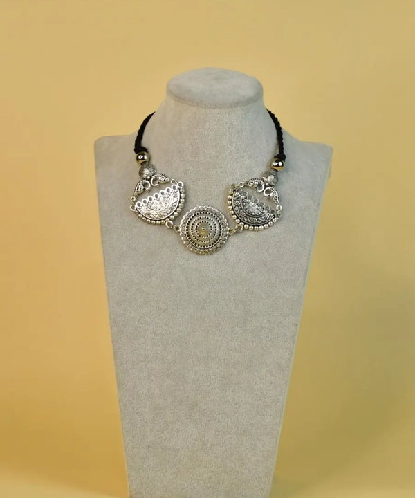 Sowpeace German Silver Choker: Mandala Flower & Peacock Design — image 5