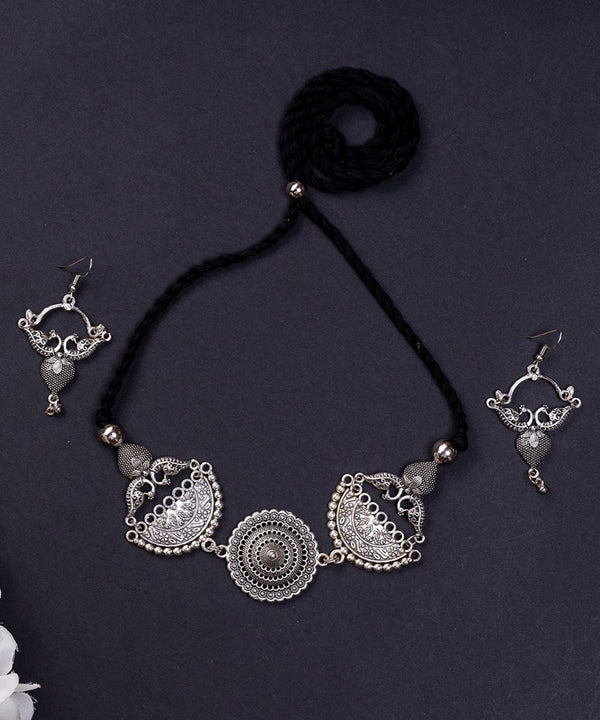 Sowpeace German Silver Choker: Mandala Flower & Peacock Design — image 4