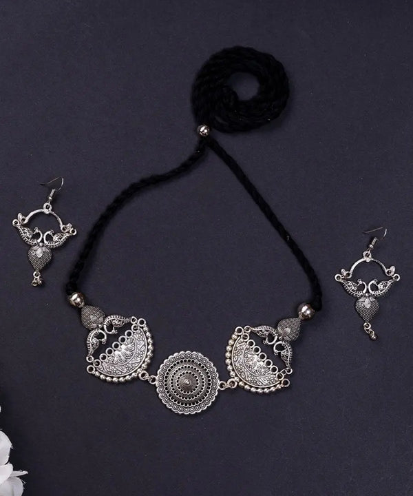 Sowpeace German Silver Choker: Mandala Flower & Peacock Design — image 4