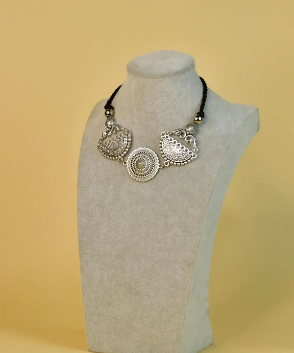 Sowpeace German Silver Choker: Mandala Flower & Peacock Design — image 3