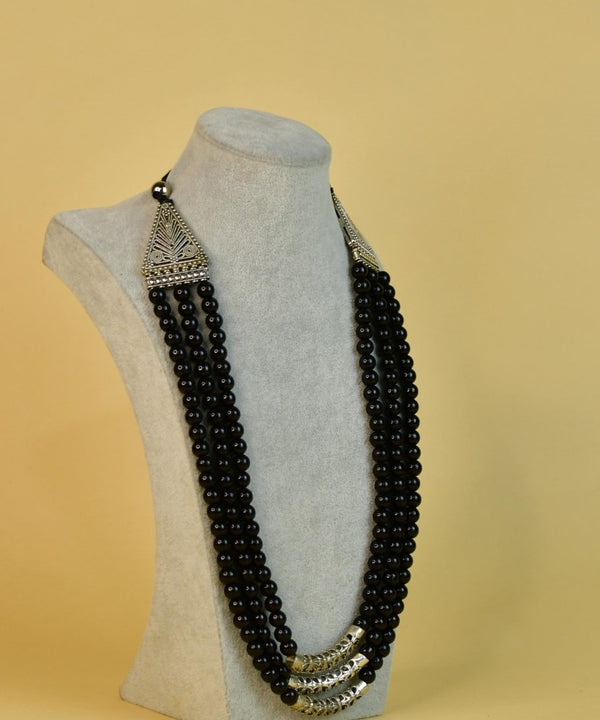 Sowpeace German Silver Necklace: Handcrafted Three-Strand Triangle Design — image 2