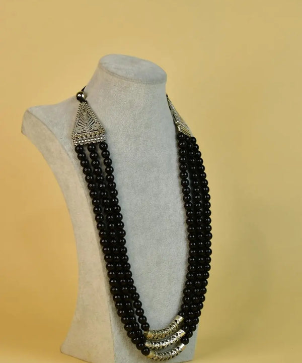 Sowpeace German Silver Necklace: Handcrafted Three-Strand Triangle Design — image 2