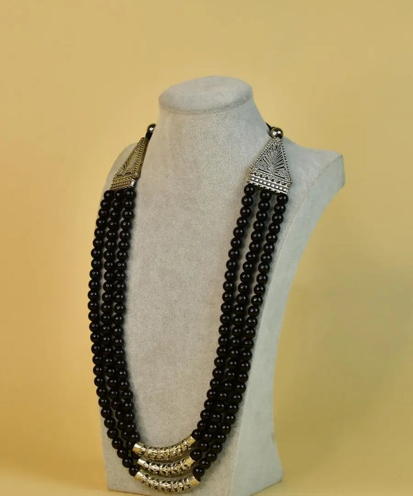 Sowpeace German Silver Necklace: Handcrafted Three-Strand Triangle Design — image 3