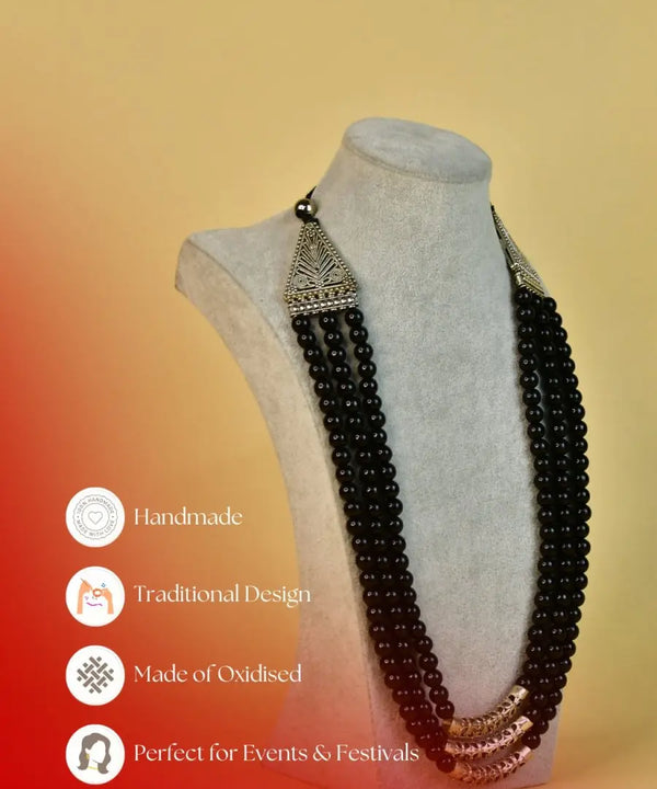 Sowpeace German Silver Necklace: Handcrafted Three-Strand Triangle Design — image 6