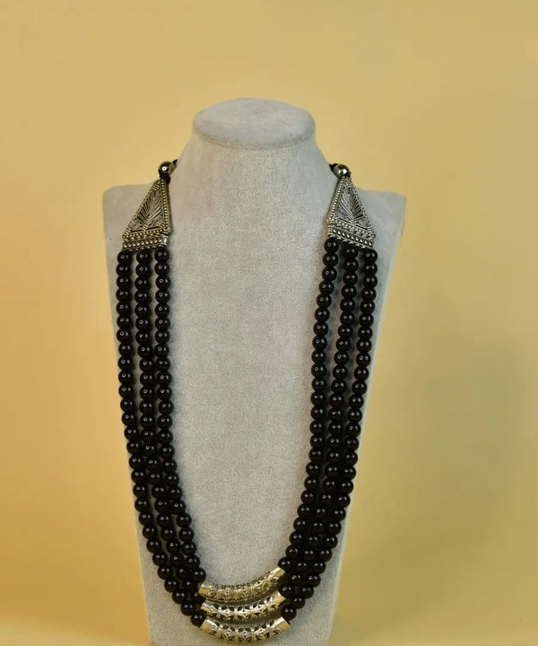 Sowpeace German Silver Necklace: Handcrafted Three-Strand Triangle Design — image 4