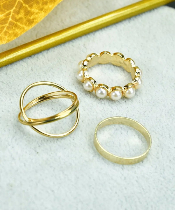 Sowpeace Gold Abstract Ring Set of 3 Stainless Steel | Stylish One‑Size Adjustable Jewelry for Women & Men — image 2
