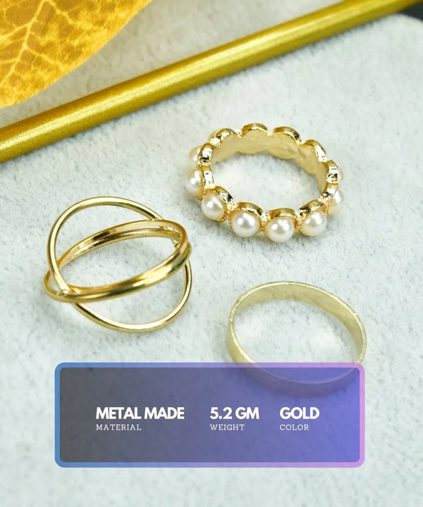 Sowpeace Gold Abstract Ring Set of 3 Stainless Steel | Stylish One‑Size Adjustable Jewelry for Women & Men — image 3