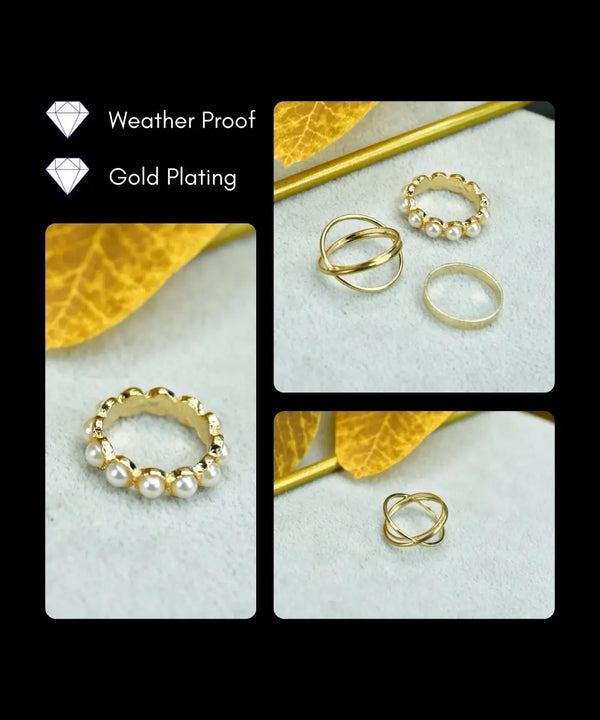 Sowpeace Gold Abstract Ring Set of 3 Stainless Steel | Stylish One‑Size Adjustable Jewelry for Women & Men — image 4