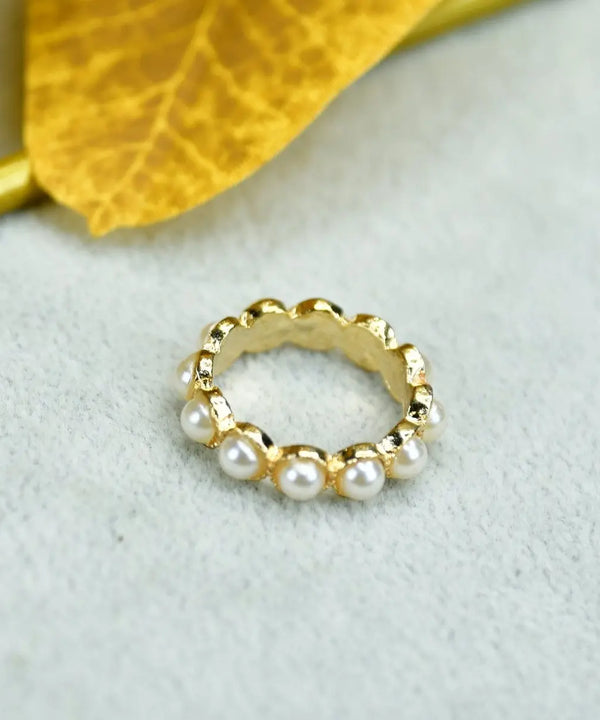 Sowpeace Gold Bead Ring Stainless Steel | Stylish One‑Size Adjustable Jewelry for Women & Men — main view