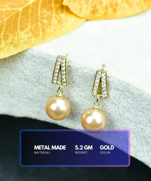 Sowpeace Gold Stainless Steel Hanging Pearl Earrings | Elegant One‑Size Lightweight Jewelry for Women & Daily Wear — image 3