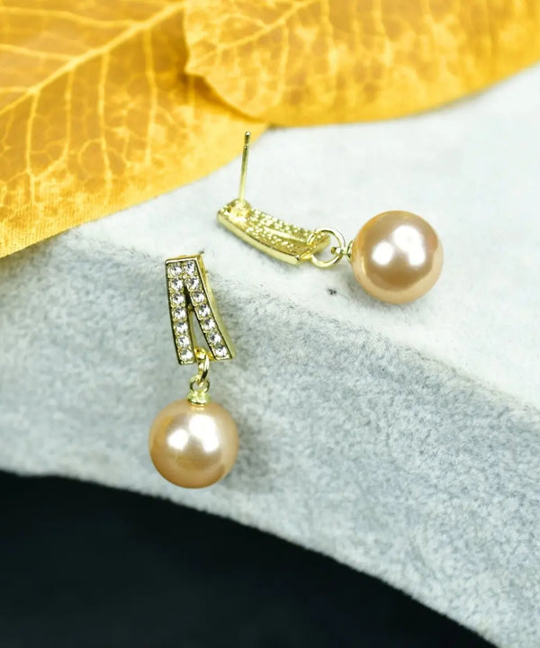 Sowpeace Gold Stainless Steel Hanging Pearl Earrings | Elegant One‑Size Lightweight Jewelry for Women & Daily Wear — image 2