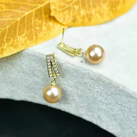 Sowpeace Gold Stainless Steel Hanging Pearl Earrings | Elegant One‑Size Lightweight Jewelry for Women & Daily Wear