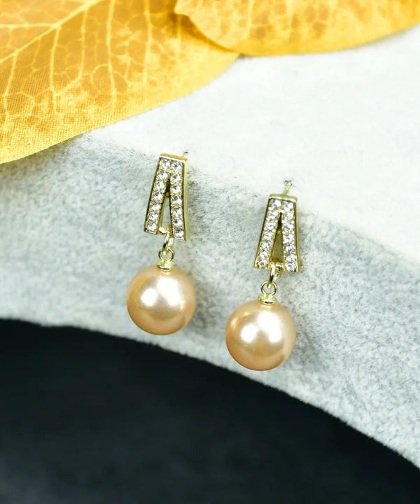 Sowpeace Gold Stainless Steel Hanging Pearl Earrings | Elegant One‑Size Lightweight Jewelry for Women & Daily Wear — main view