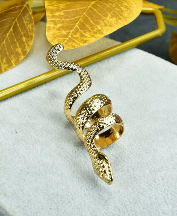 Sowpeace Gold Stainless Steel Snake Shaped Ring | Stylish One‑Size Adjustable Jewelry for Women & Men — alternate view