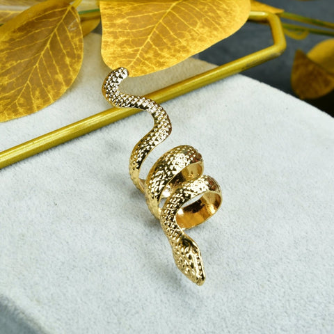 Sowpeace Gold Stainless Steel Snake Shaped Ring | Stylish One‑Size Adjustable Jewelry for Women & Men